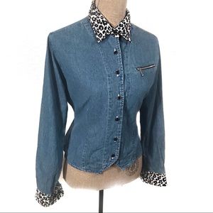 Vintage crop Bill Blass denim top blouse